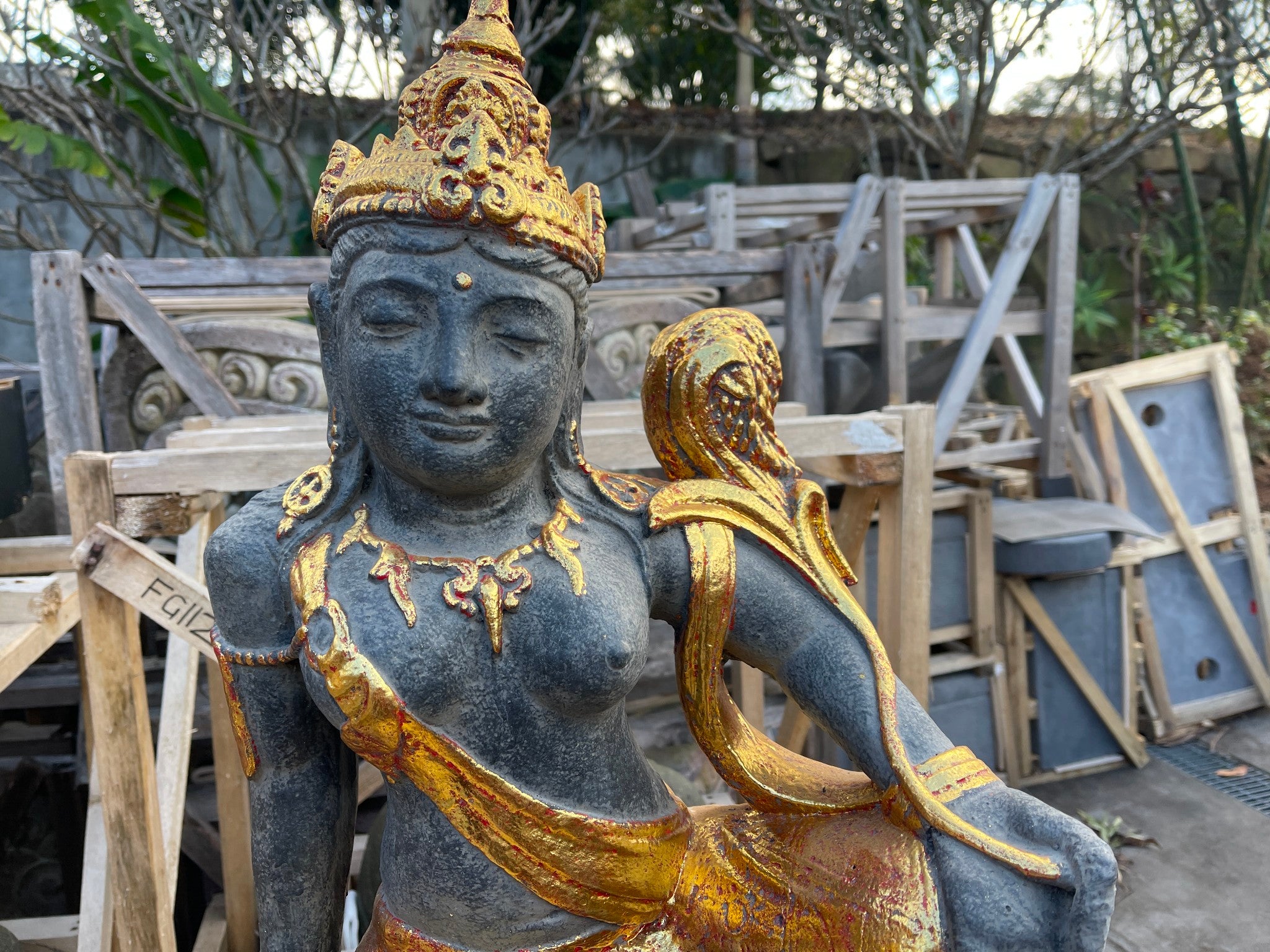 NEW Balinese Cast Dewi Sri Statue - Bali Garden Art Statues - Balinese Statue