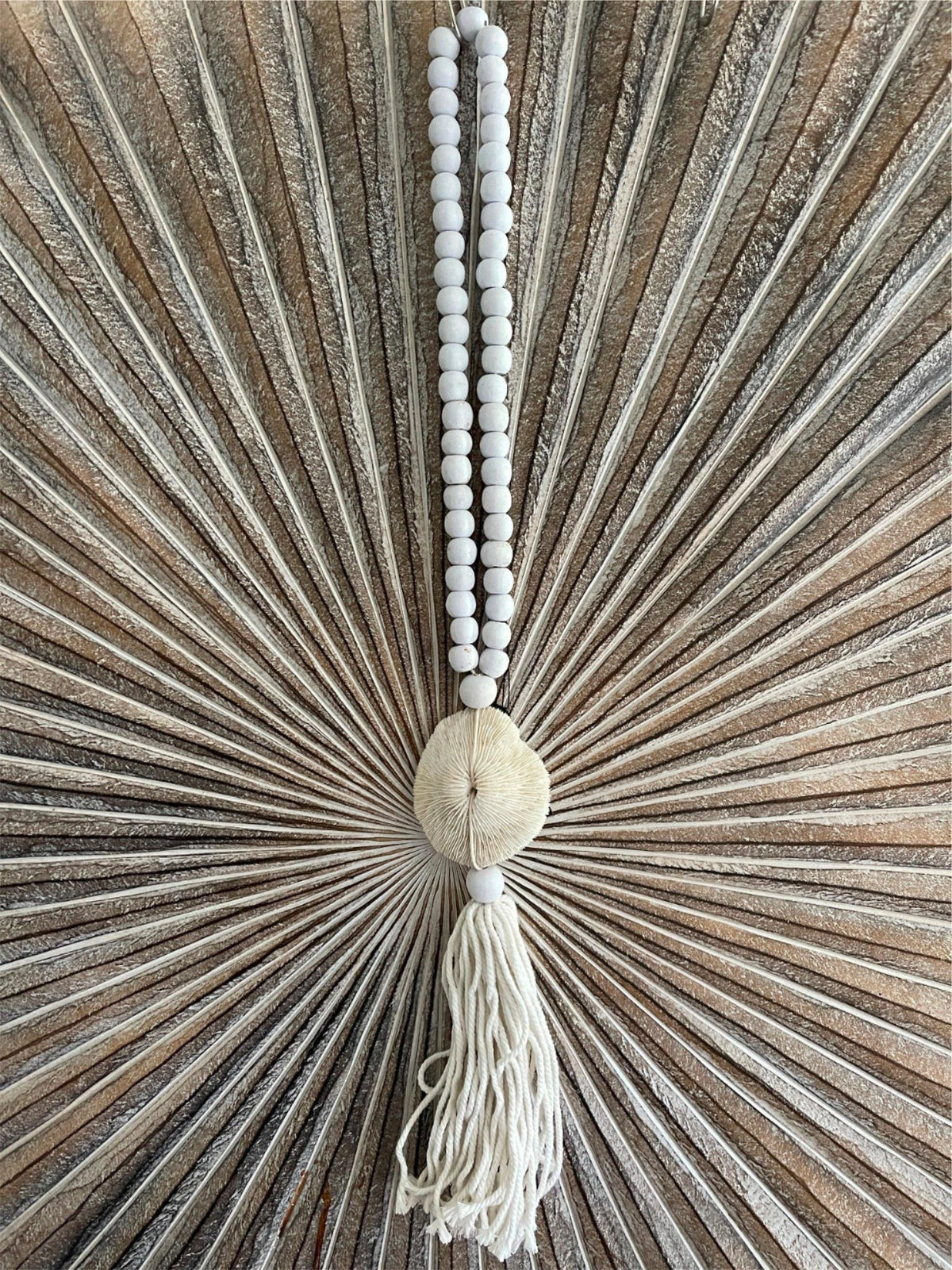 New Balinese Bead, Coral, Tassel Decorative piece - Boho Style Homewares