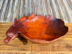 NEW Balinese Hand Carved Suar Wood Dolphin Bowl - Bali  Carved Dolphin Bowl 40cm