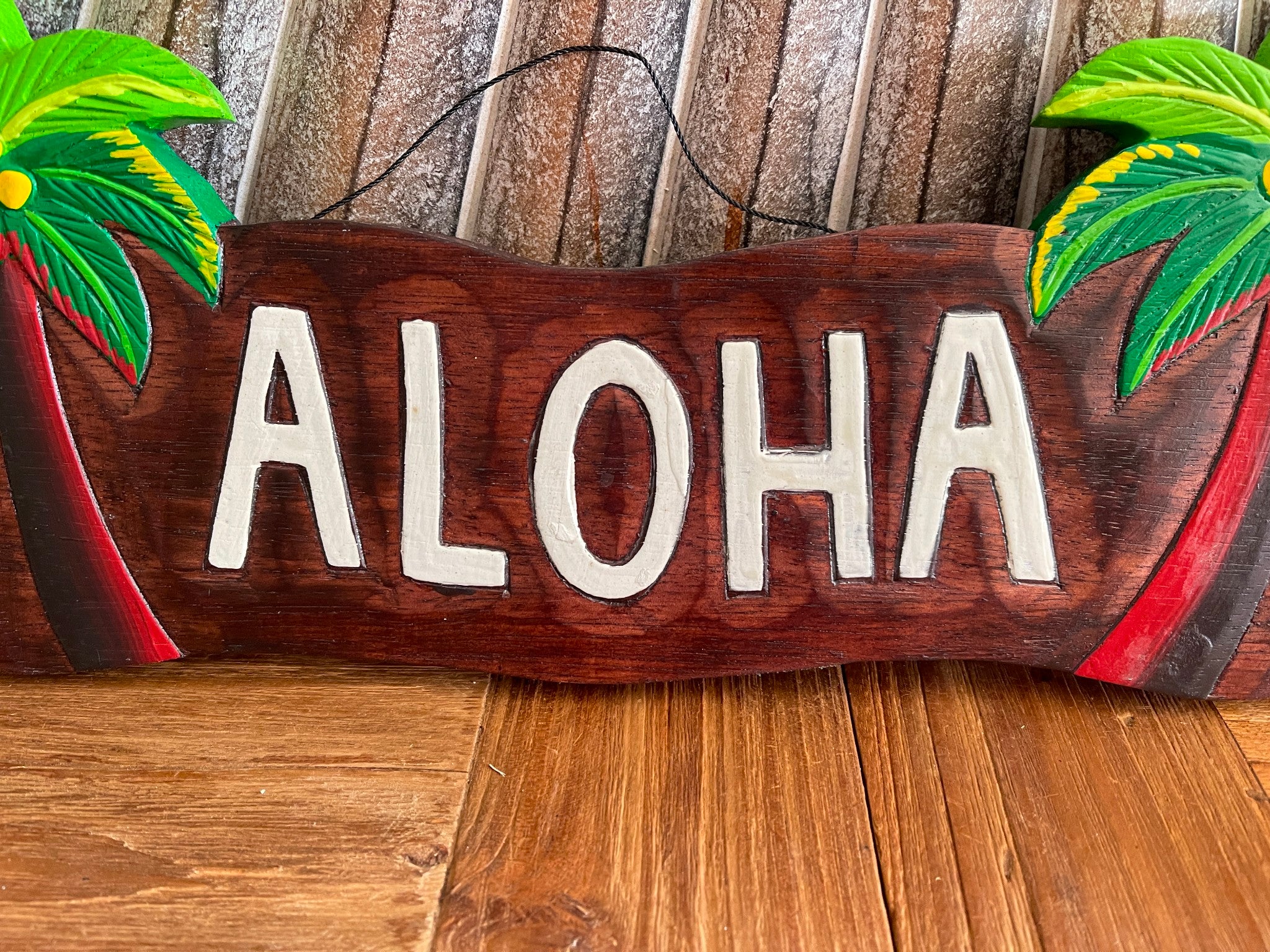 NEW Balinese Hand Crafted & Carved ALOHA Sign - Tropical Island Bali Bar Sign