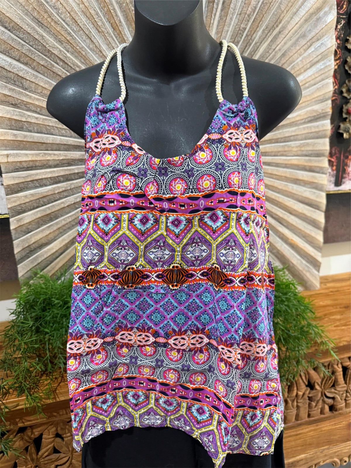 Ladies Cotton Bali Top / One Size / Balinese Summer Casual Top Racer Back Straps