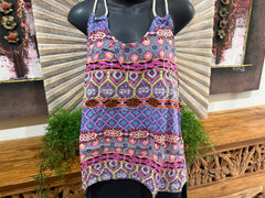 Ladies Cotton Bali Top / One Size / Balinese Summer Casual Top Racer Back Straps