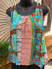 Ladies Cotton Bali Top / One Size / Balinese Summer Casual Top Racer Back Straps