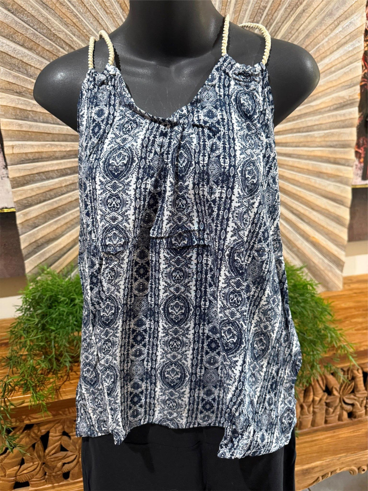 Ladies Cotton Bali Top / One Size / Balinese Summer Casual Top Racer Back Straps