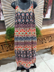 Ladies Rayon/Cotton Bali Maxi Dress / One Size / Cool Summer Casual Dress