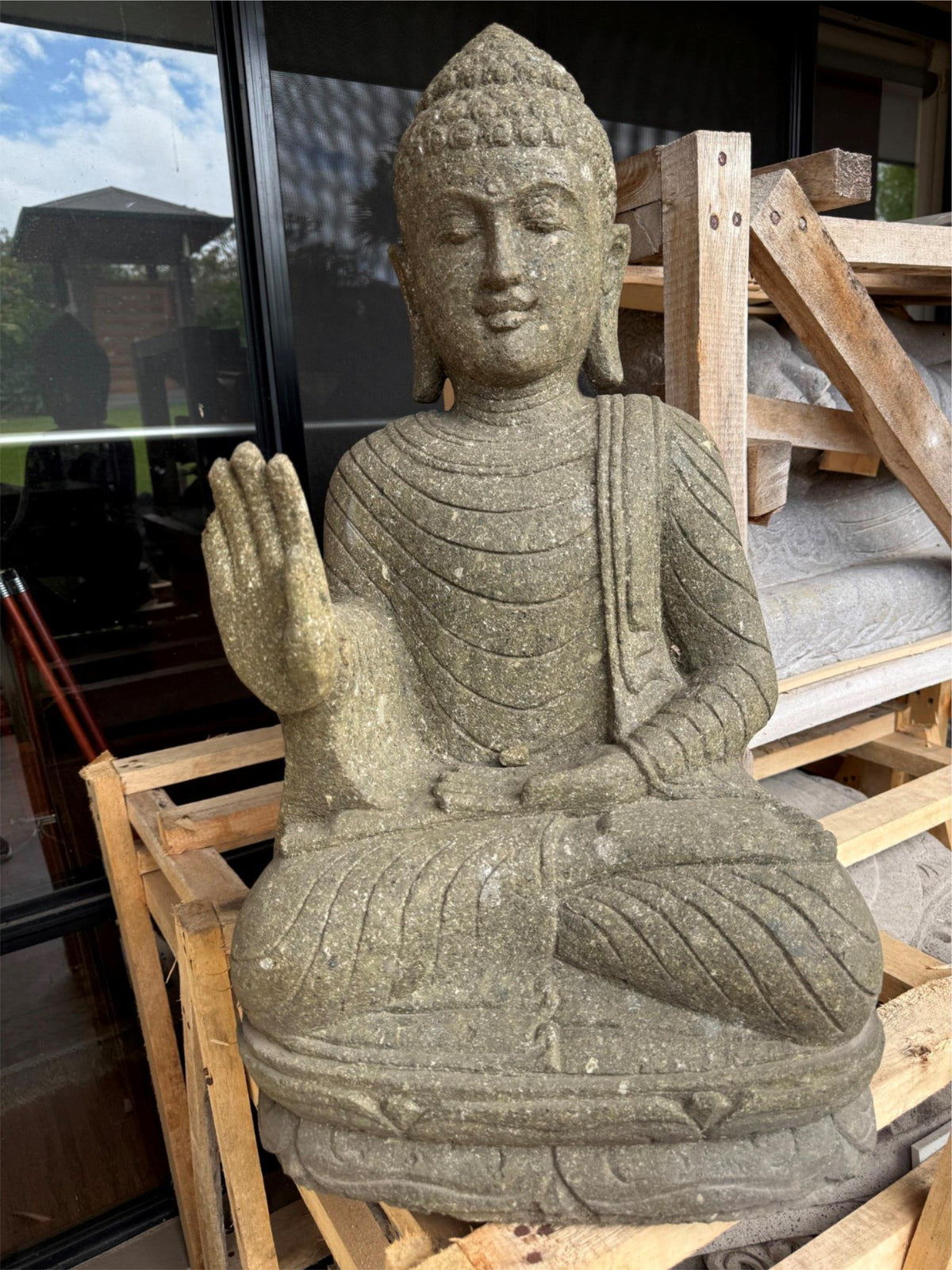 NEW Balinese Hand Carved Greenstone Buddha Statue - Bali Buddha Statue