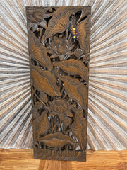 NEW Balinese Carved MDF Lotus Panel / Tropical Wall Panels - Bali Wall Art 30x80