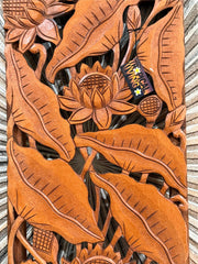 NEW Balinese Carved MDF Lotus Panel / Tropical Wall Panels - Bali Wall Art 30x80
