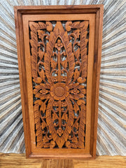 Balinese Carved MDF/WOOD Framed Mandala Wall Panel - Balinese Carved Panel 80x40