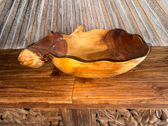 NEW Balinese Hand Carved Suar Wood Whale Bowl - Bali  Carved Whale Bowl 40cm