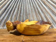 NEW Balinese Hand Carved Suar Wood Whale Bowl - Bali  Carved Whale Bowl 40cm