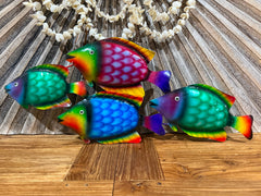 Balinese Hand Crafted Metal 4 Fish Wall Art - Bali 4 Fish Metal Wall Plaque