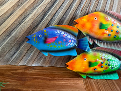 Balinese Hand Crafted Metal 4 Fish Wall Art - Bali 4 Fish Metal Wall Plaque