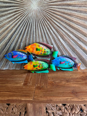 Balinese Hand Crafted Metal 4 Fish Wall Art - Bali 4 Fish Metal Wall Plaque
