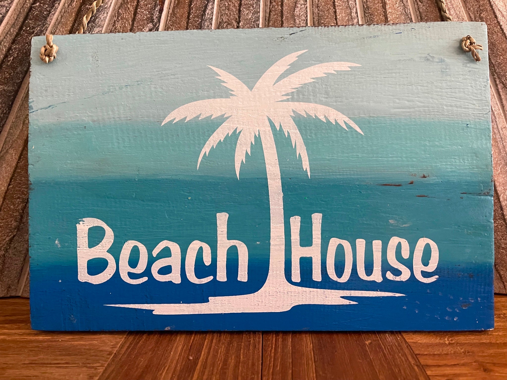 NEW Balinese Timber BEACH HOUSE Sign - Bali Beach House Sign