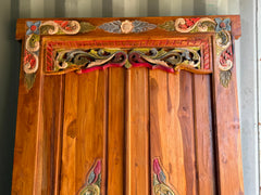 Authentic Balinese Teak Doors in Frame - Hand Carved Recycled Teak Bali Doors