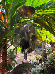 Balinese Capiz Shell Mobile / Wind Chime - Bali Shell Wind Chime - Black