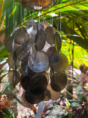 Balinese Capiz Shell Mobile / Wind Chime - Bali Shell Wind Chime - Black