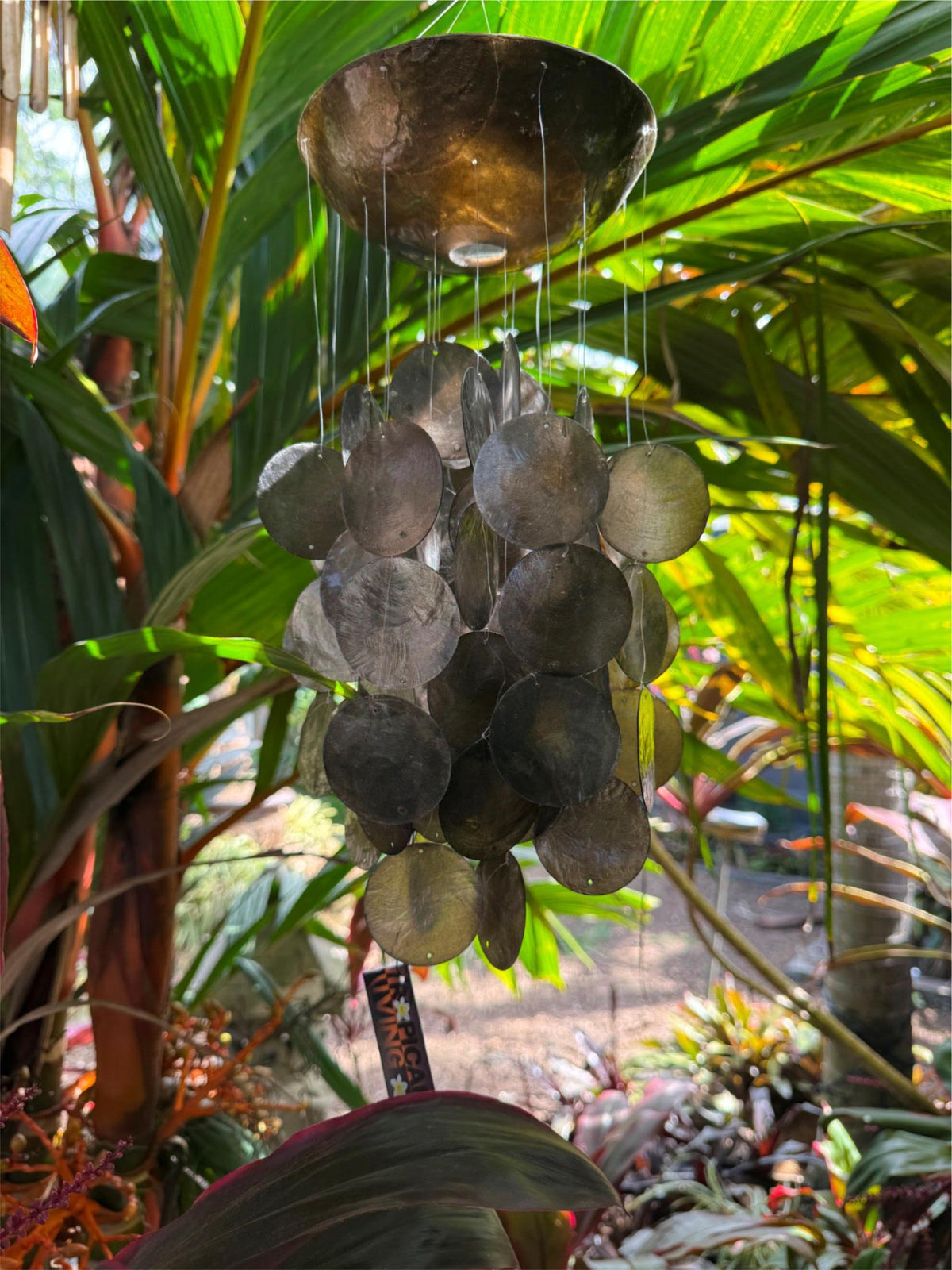 Balinese Capiz Shell Mobile / Wind Chime - Bali Shell Wind Chime - Black