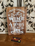 NEW Balinese Hand Crafted I TRIED COOKING WITH WINE Sign - Fun Man Cave Signs
