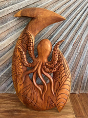 Hand Crafted Polynesian Fishing Hook Wall Art - NZ Maori Teak Wood Fishing Hook