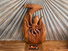 Hand Crafted Polynesian Fishing Hook Wall Art - NZ Maori Teak Wood Fishing Hook