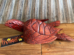 NEW Balinese Hand Carved & Crafted Suar Wood Turtle Sculpture - Bali Turtle Art