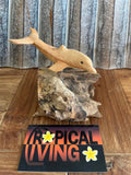 NEW Balinese Hand Carved & Crafted Suar Wood Dolphin Sculpture - Bali Carving