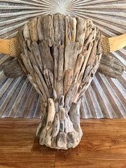NEW Bali Handmade Driftwood Bull Head Wall Decor 75cm - Bali Driftwood Wall Art
