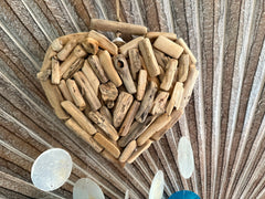 Driftwood Heart/Capiz Shell Windchime / Mobile - Bali Heart Windchime S