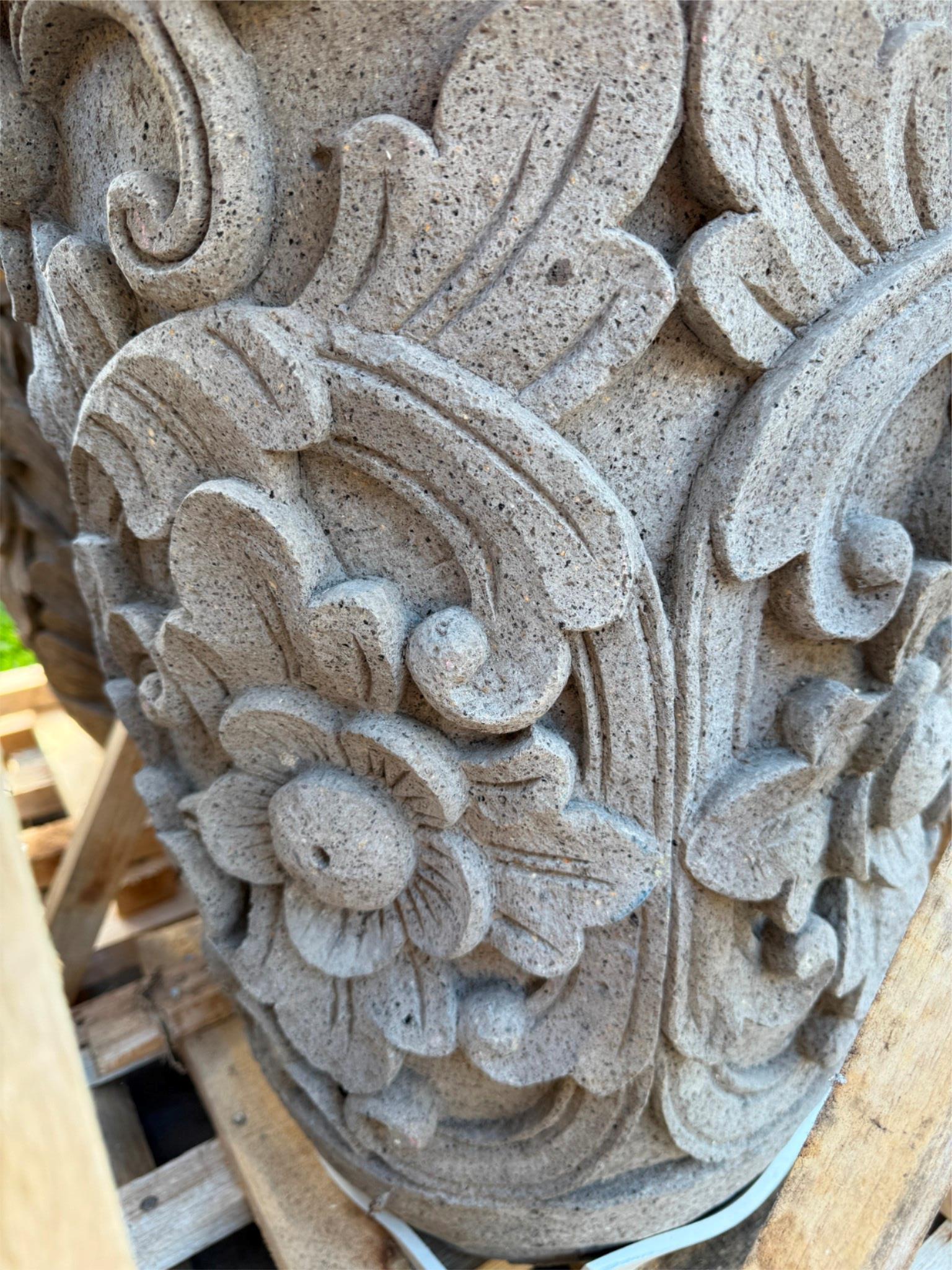 Balinese Master Carved Paras Pot - Unique High Quality Bali FEATURE POT 80x40cm