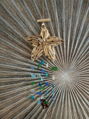 Balinese Driftwood Starfish w/Sea Glass Windchime - Bali Sea Glass Chime