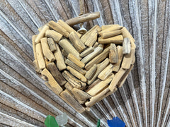 Balinese Driftwood Love Heart w/Sea Glass Windchime - Bali Sea Glass Chime