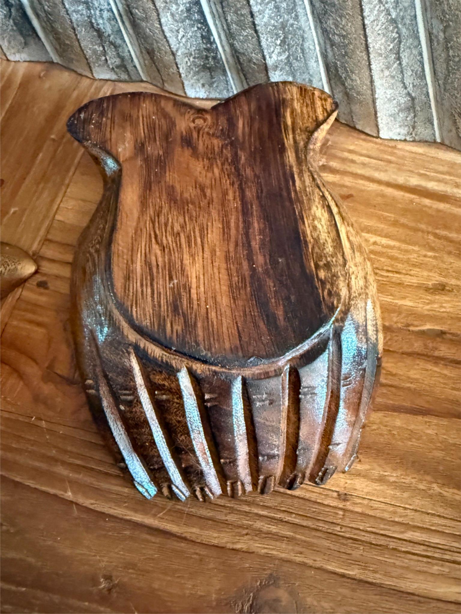 Balinese Hand Carved Wood Praying Hands Bowl - Praying Hands Trinket Holder