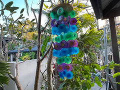 NEW Balinese Capiz Shell w/Wood Disc Top Multi Coloured Windchime / Mobile