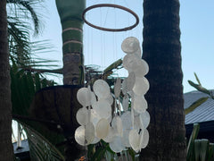 NEW Balinese Capiz Shell Windchime / Mobile w/Bamboo Top - Bali Shell Windchime