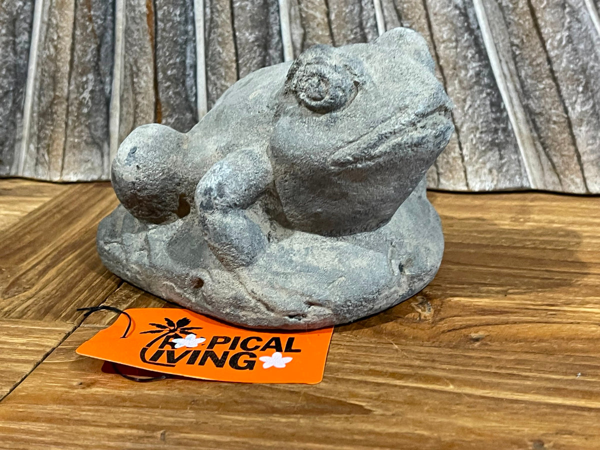 NEW Balinese Cast Concrete Frog Statue - Bali Frog Statue - Small Frog Statue