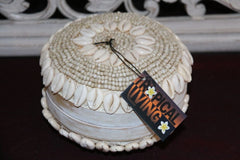 NEW Balinese BOHO Hand Crafted Woven Basket with Lid / Shell & Bead Trim - 3 Siz