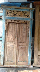 Authentic Balinese Teak Doors in Frame - Hand Carved Recycled Teak Bali Doors