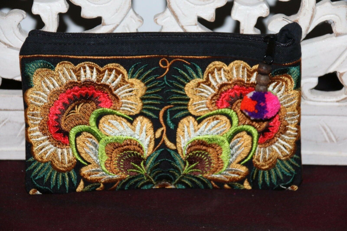 NEW Balinese Embroidered Make-Up Purse / Accessories Bag - MANY COLOURS