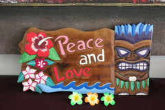 NEW Bali Hand Crafted Tiki Bar LOVE & PEACE Sign - 2 Colours available