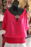 Bali Casual Top with Cut Out Sleeve / Ring Shoulder - 11 COLOURS AVAIL One Size