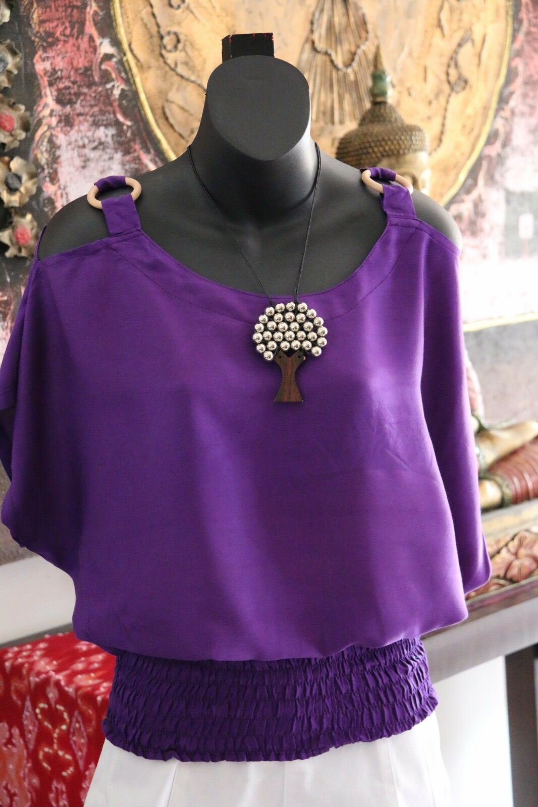 Bali Casual Top with Cut Out Sleeve / Ring Shoulder - 11 COLOURS AVAIL One Size