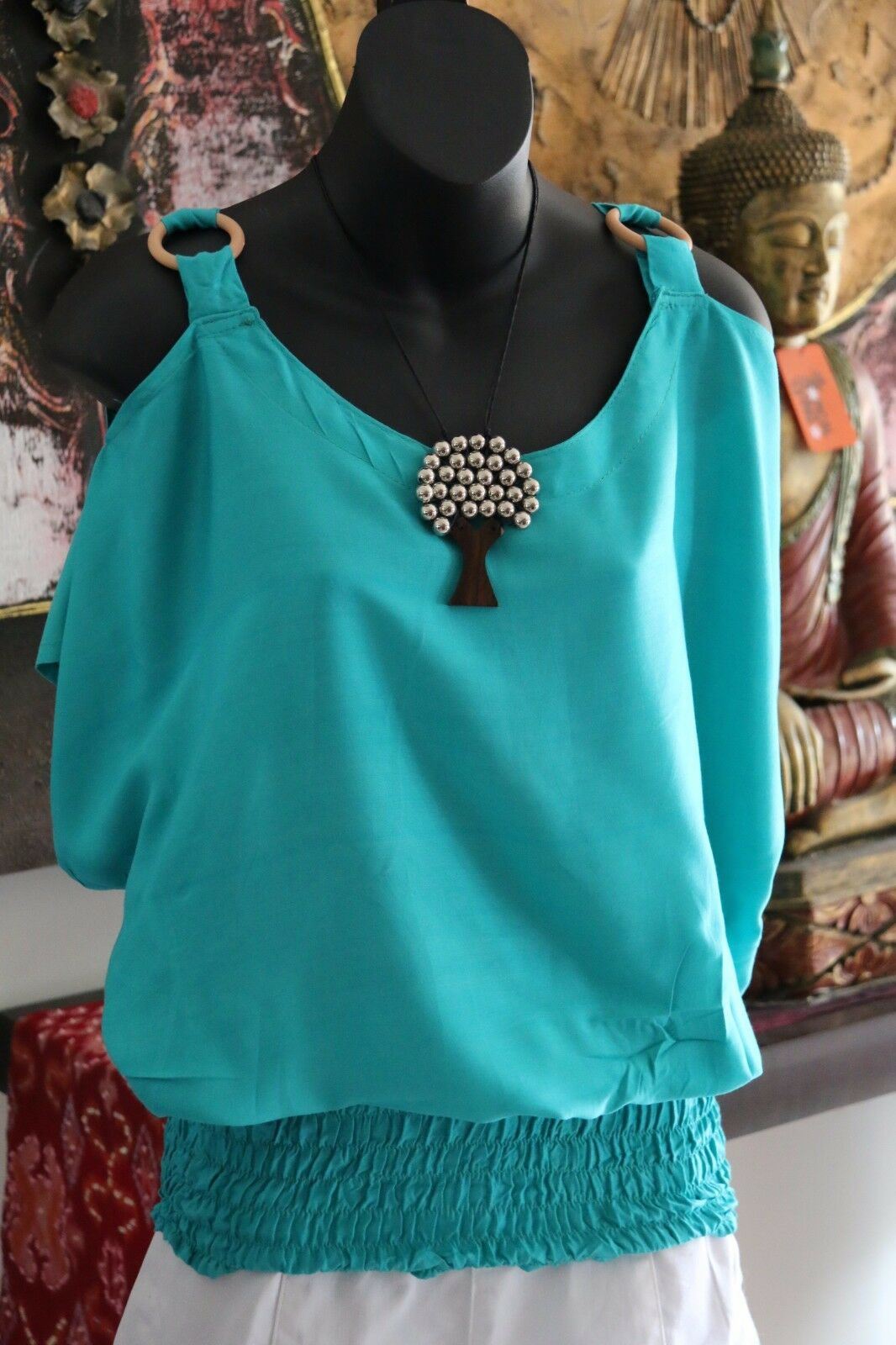 Bali Casual Top with Cut Out Sleeve / Ring Shoulder - 11 COLOURS AVAIL One Size