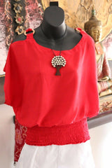 Bali Casual Top with Cut Out Sleeve / Ring Shoulder - 11 COLOURS AVAIL One Size