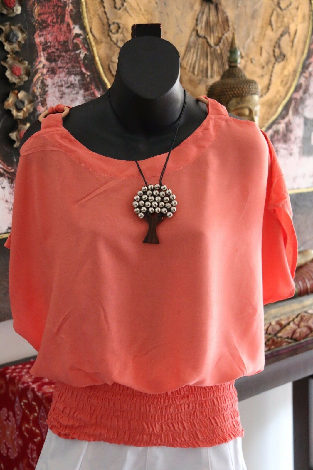 Bali Casual Top with Cut Out Sleeve / Ring Shoulder - 11 COLOURS AVAIL One Size