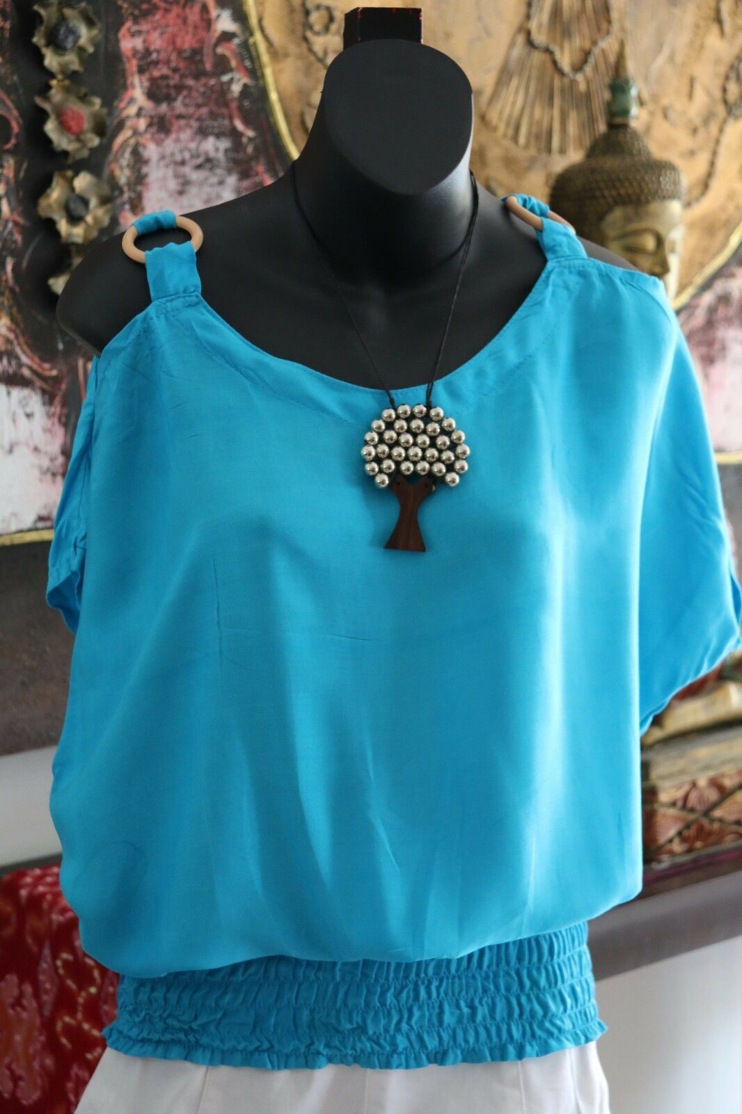 Bali Casual Top with Cut Out Sleeve / Ring Shoulder - 11 COLOURS AVAIL One Size