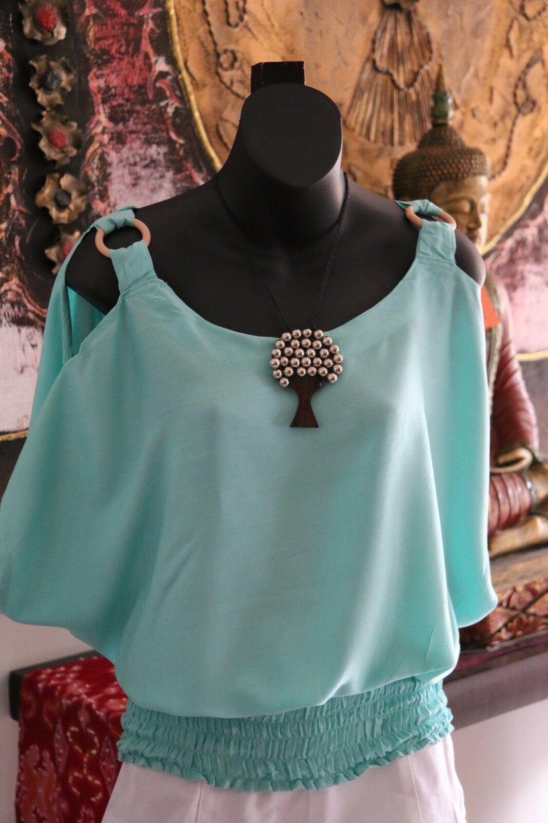 Bali Casual Top with Cut Out Sleeve / Ring Shoulder - 11 COLOURS AVAIL One Size