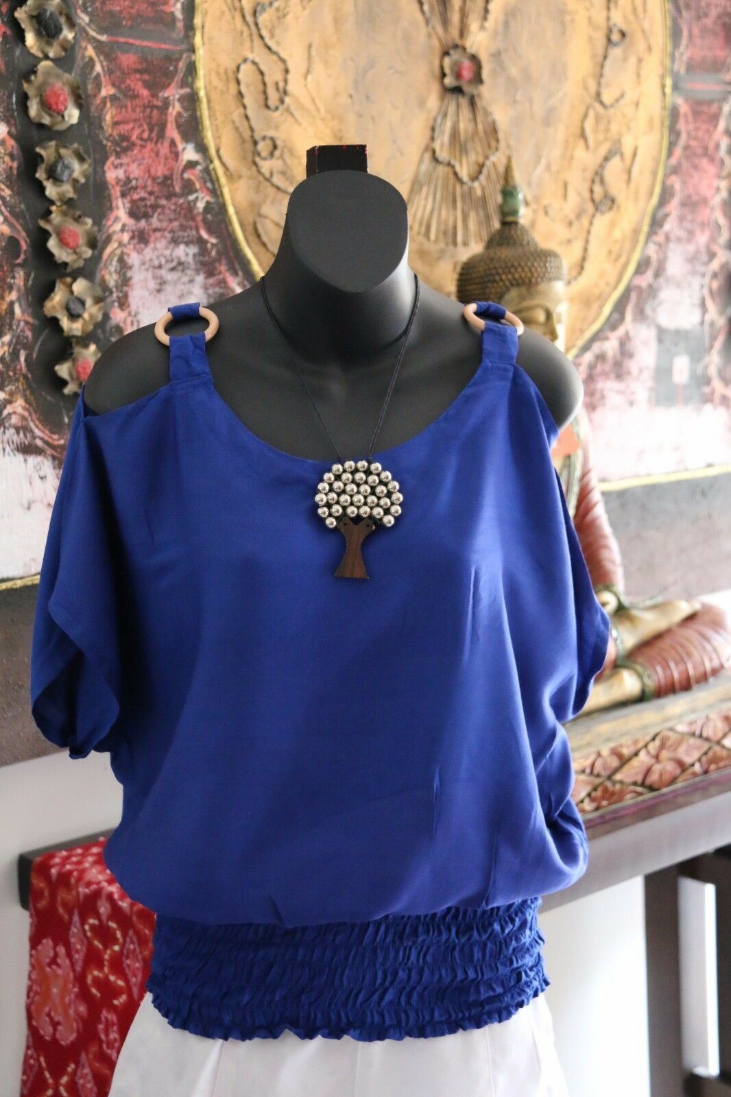 Bali Casual Top with Cut Out Sleeve / Ring Shoulder - 11 COLOURS AVAIL One Size