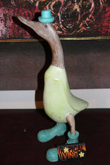 NEW Balinese Hand Carved & Crafted Wooden Rice Paddy Duck with Hat & Shoes!!